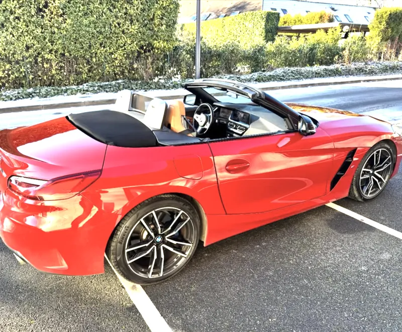 BMW Z4 rouge après lustrage et céramique Gtechniq, peinture ravivée